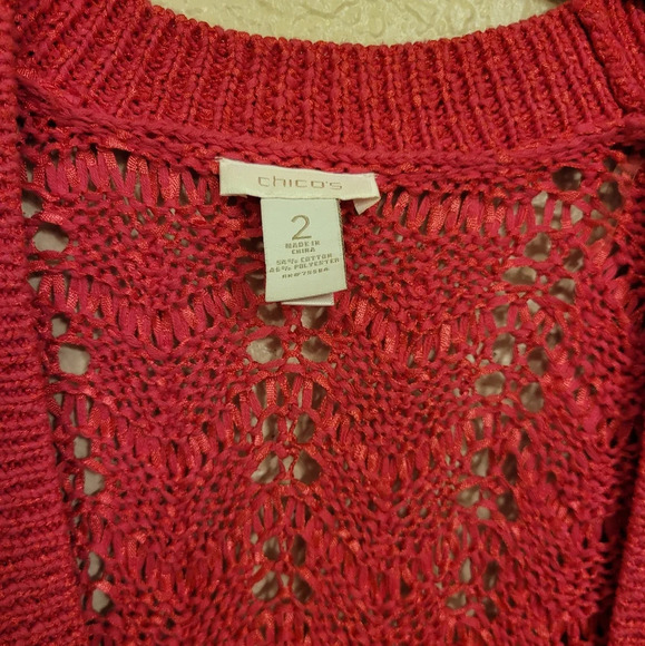 Chico's Dark pink textured Jade Cardigan - Picture 5 of 10